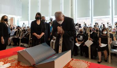 man bowing at the ireicho book of names ceremony